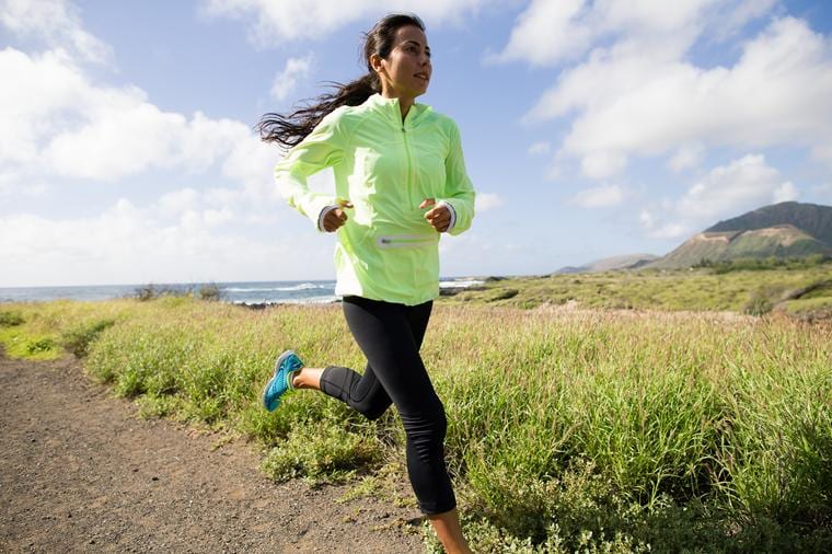 woman running in Lululemon clothing