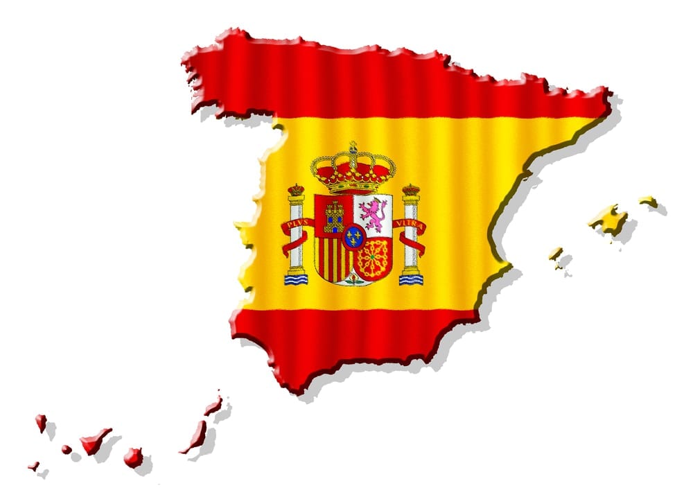 [Spanish flag in the shape of Spain]