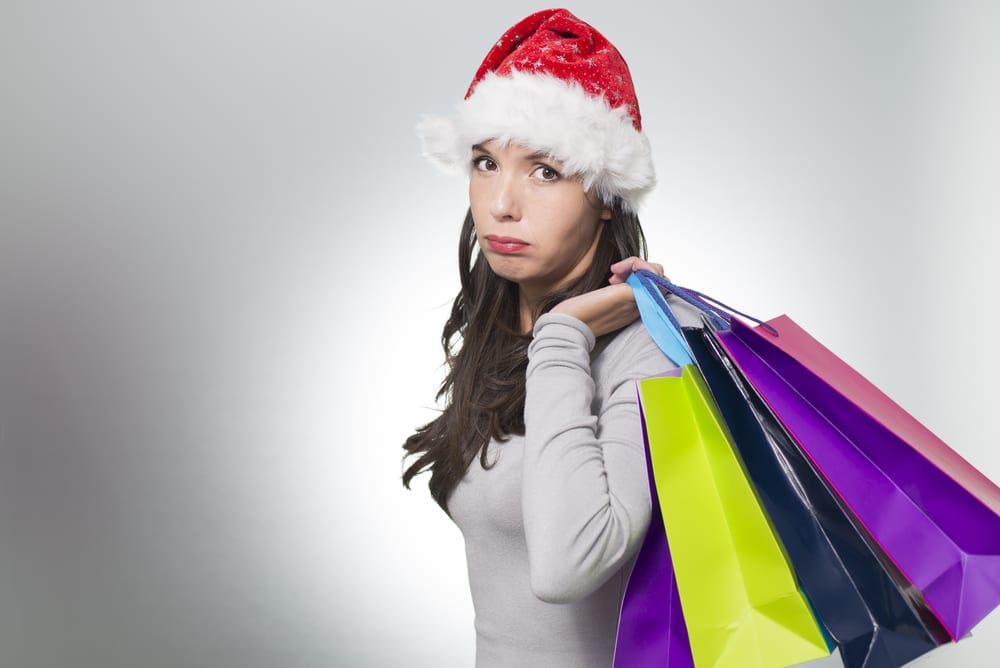 [unhappy Christmas shopper]